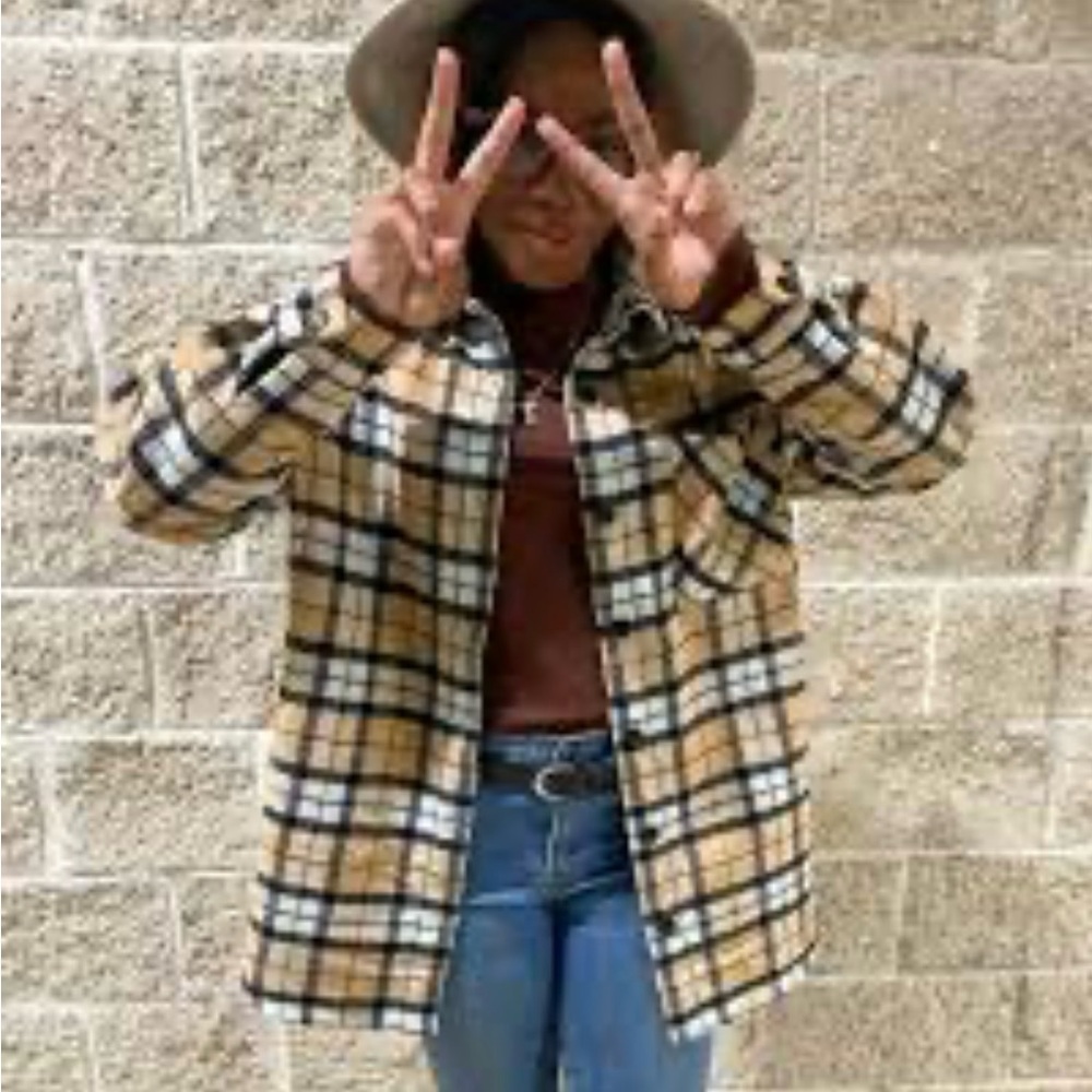 Forever 21 Tan and Black Checkered Jacket